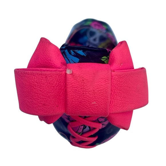 Iron Fist Pin Up Peep-Toe Heels US 6 Goth Witchy Rocker Pink Bow Mexican Skulls - Picture 12 of 16